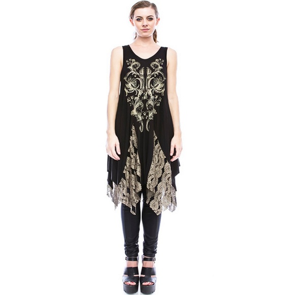 Gothic Punk Stone Studded Tank Top / Tunic Dress - Picture 6 of 8